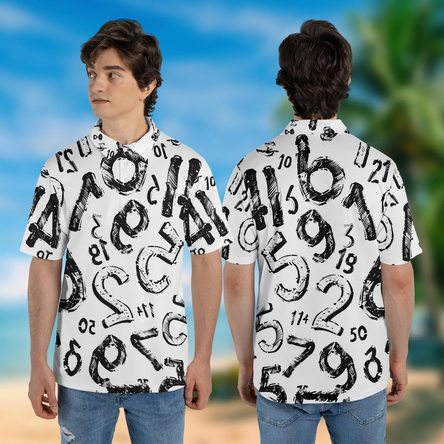 Mathematics Classroom Polo Shirts for Men-Science Subjects Golf Moisture Dry Fit Short Sleeve Shirts S75