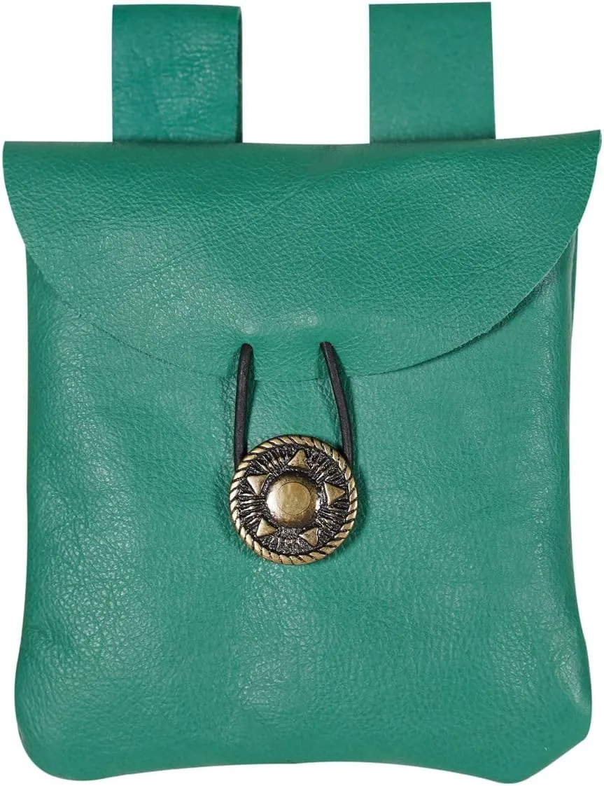 Medieval Belt Bag Renaissance Suede Jewelry Belt Pouch LARP Costume Waist Bag Cosplay Costume Accessories - Emerald Green, 5.5 x 5.1