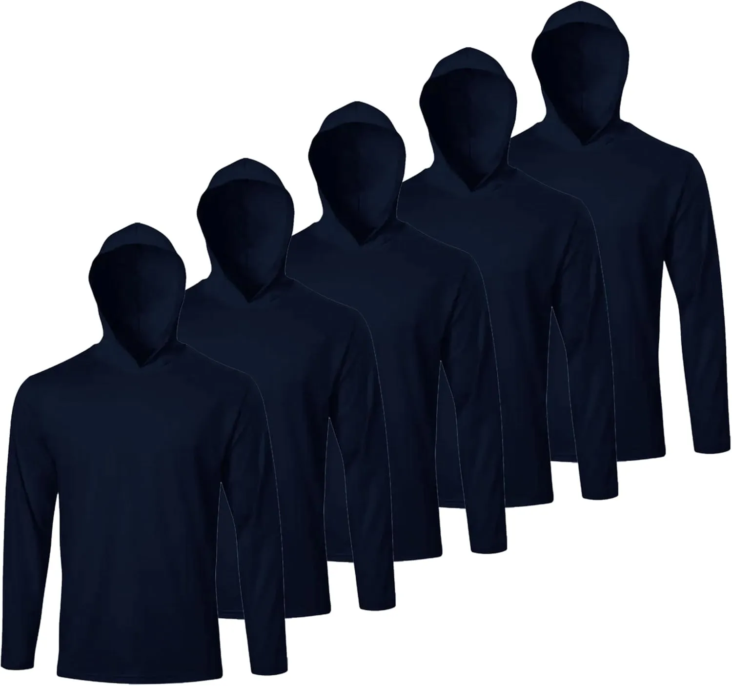 Men Hooded Long Sleeve T Shirts Pack Quick Dry Odor Protection Running Activewear Workout Performance Tee Shirts