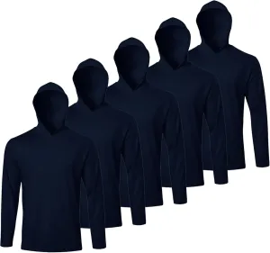 Men Hooded Long Sleeve T Shirts Pack Quick Dry Odor Protection Running Activewear Workout Performance Tee Shirts