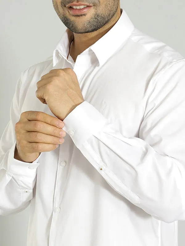 Men Solid Full Sleeve Cotton Blend Shirt