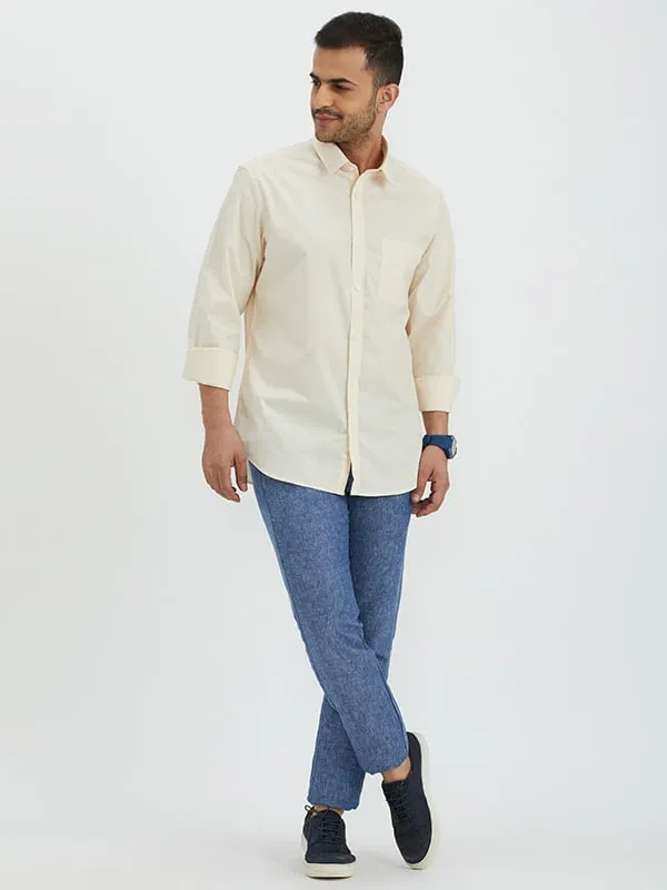 Men Solid Full Sleeve Cotton Stretch Shirt
