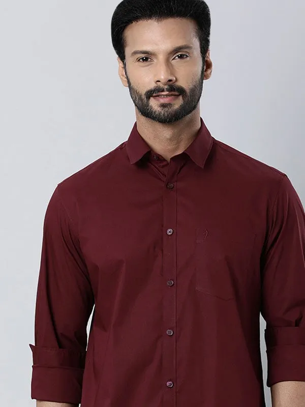 Men Solid Full Sleeve Cotton Stretch Shirt