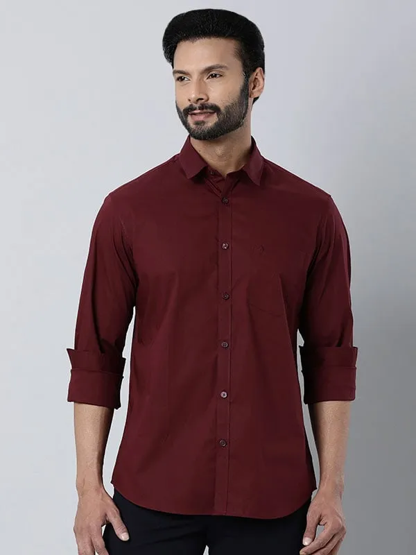 Men Solid Full Sleeve Cotton Stretch Shirt