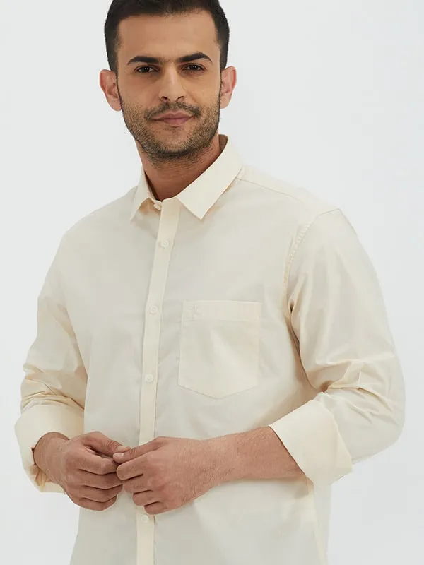 Men Solid Full Sleeve Cotton Stretch Shirt