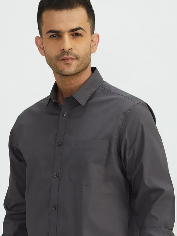 Men Solid Full Sleeve Cotton Stretch Shirt