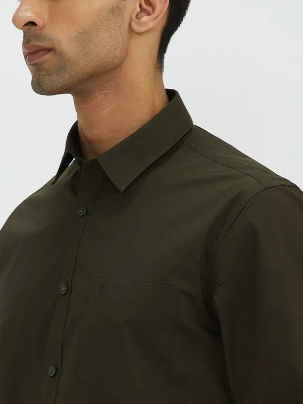 Men Solid Full Sleeve Cotton Stretch Shirt