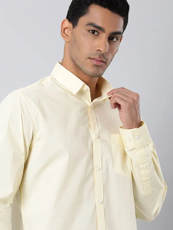 Men Solid Full Sleeve Cotton Stretch Shirt