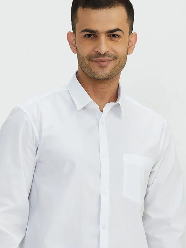 Men Solid Full Sleeve Cotton Stretch Shirt
