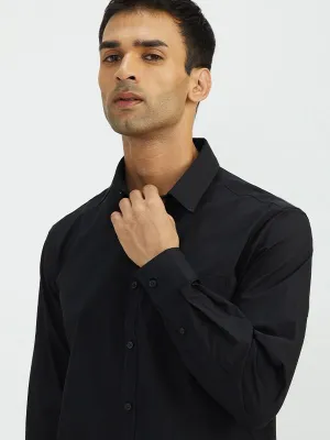 Men Solid Full Sleeve Cotton Stretch Shirt