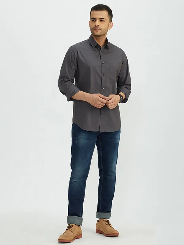 Men Solid Full Sleeve Cotton Stretch Shirt