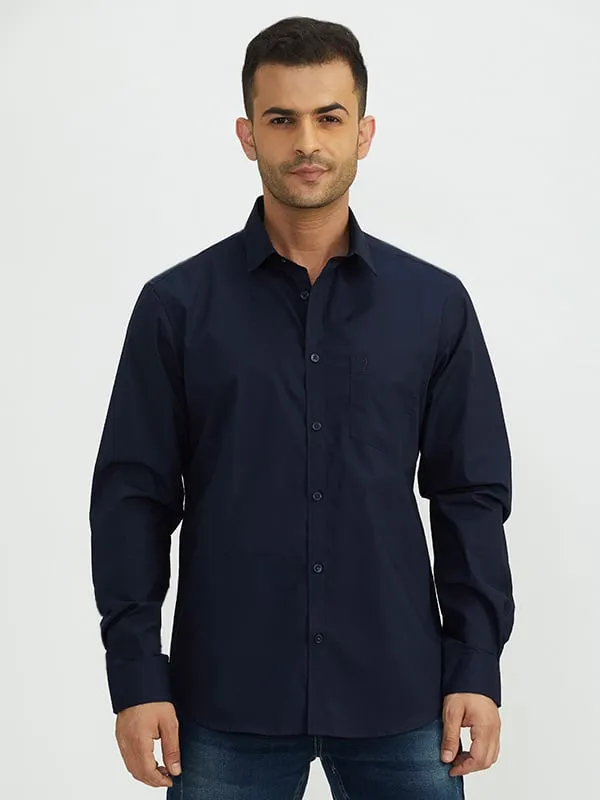 Men Solid Full Sleeve Cotton Stretch Shirt