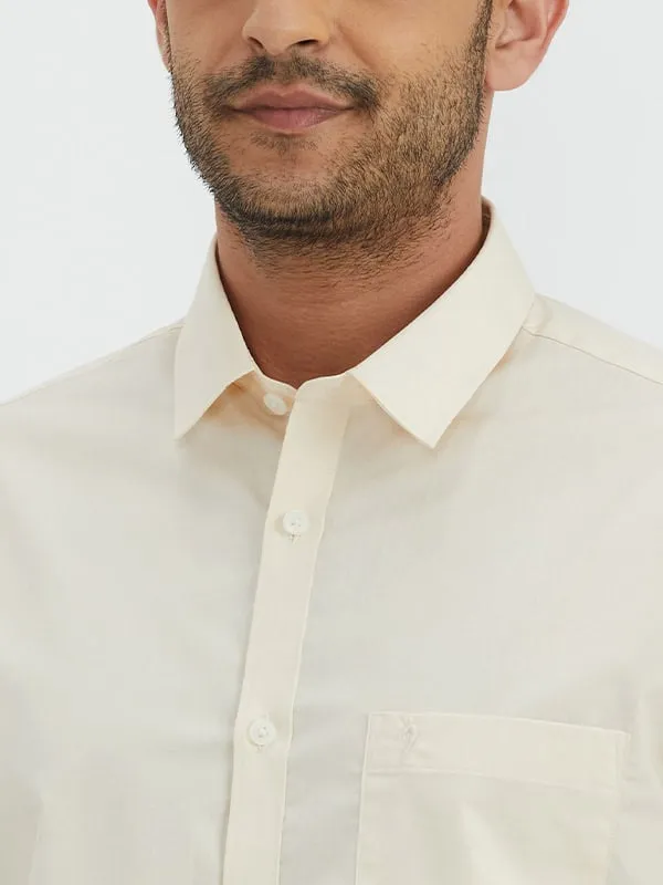 Men Solid Full Sleeve Cotton Stretch Shirt