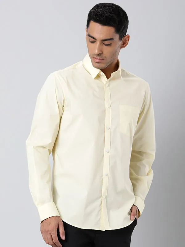 Men Solid Full Sleeve Cotton Stretch Shirt