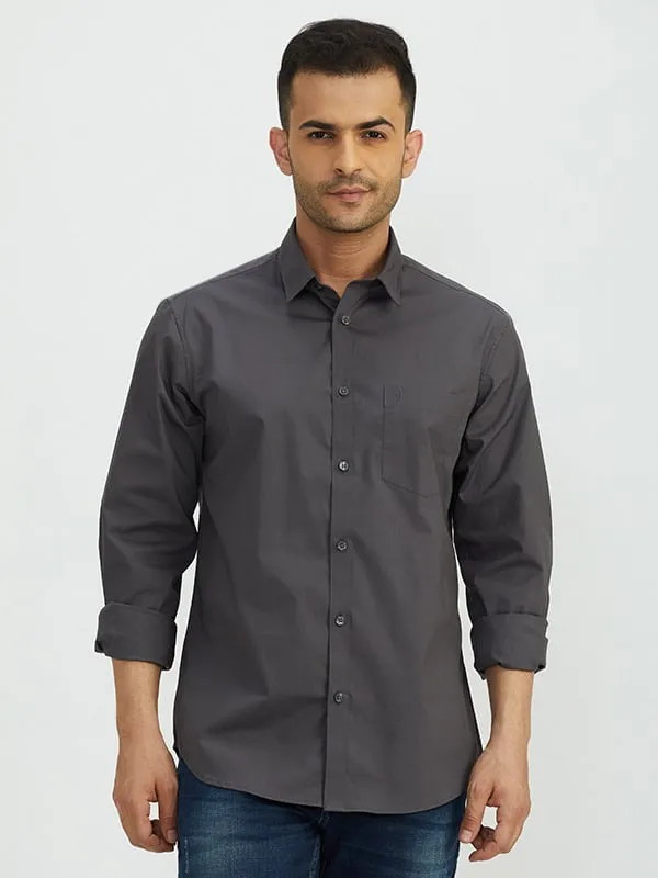Men Solid Full Sleeve Cotton Stretch Shirt