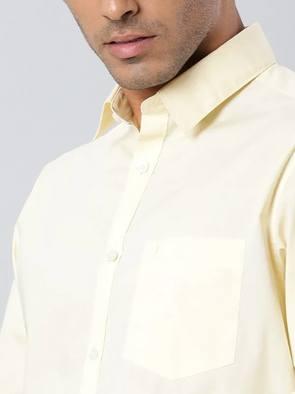 Men Solid Full Sleeve Cotton Stretch Shirt