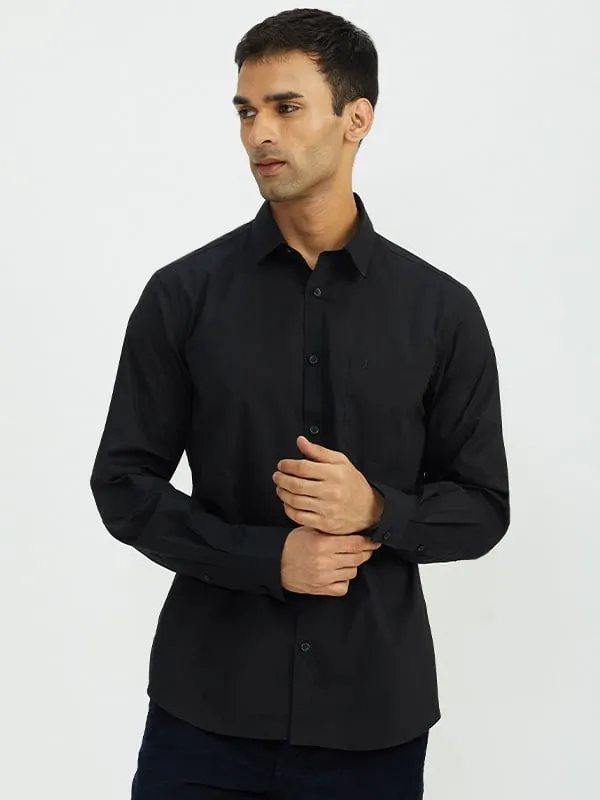Men Solid Full Sleeve Cotton Stretch Shirt