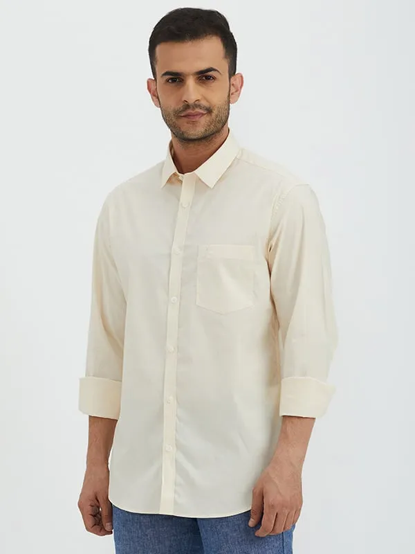 Men Solid Full Sleeve Cotton Stretch Shirt