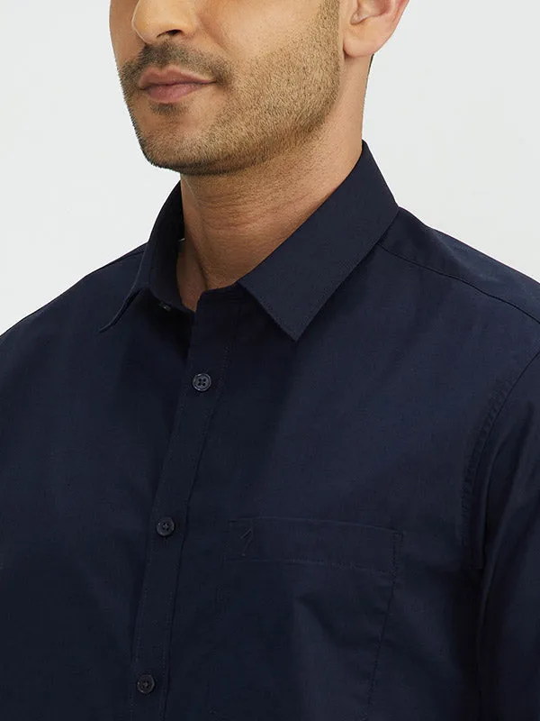 Men Solid Full Sleeve Cotton Stretch Shirt