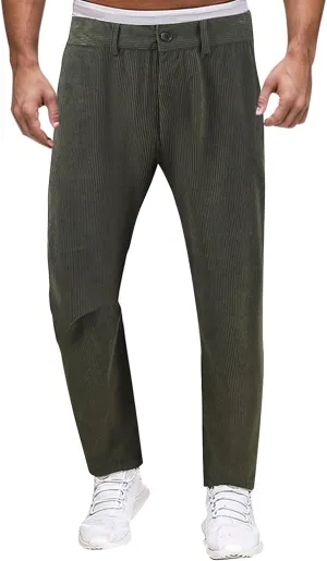Mens Casual Pants High Waist Zip Off Straight Leg Pants Slim Fit Stretch Lightweight Chino Golf Pants Pencil Trousers