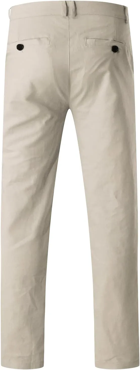 Mens Casual Pants Slim Fit Stretch Flat Front Slacks Zip Off Skinny Golf Chino Business Work Dress Pants with Pockets