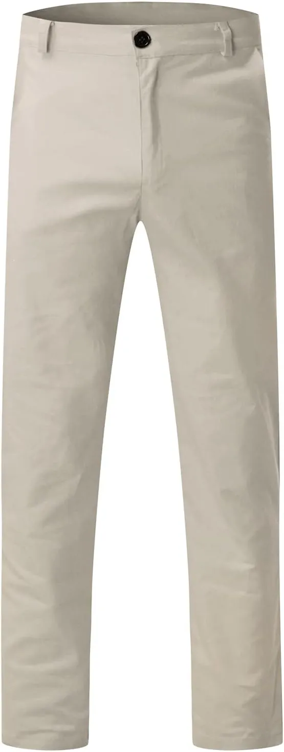 Mens Casual Pants Slim Fit Stretch Flat Front Slacks Zip Off Skinny Golf Chino Business Work Dress Pants with Pockets