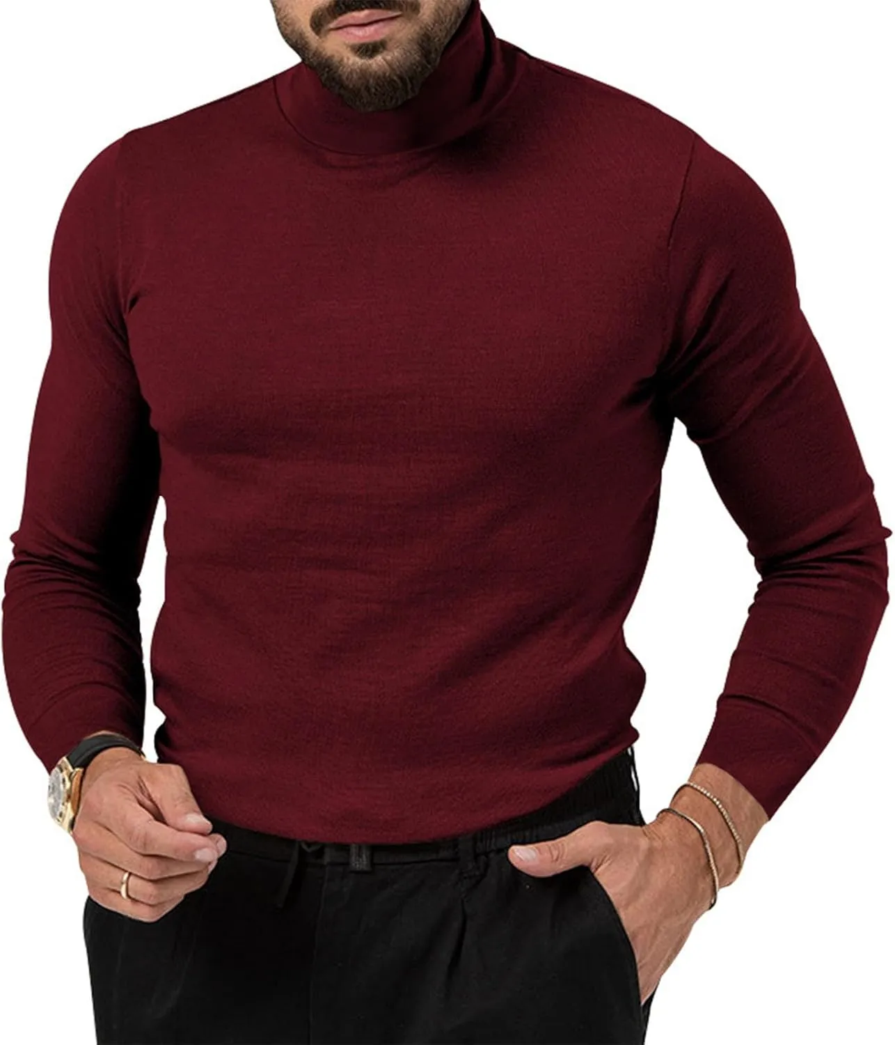 Mens Mock Turtleneck Long Sleeve Shirts Cotton Basic Layering Work Shirts Slim Fit Thermal Undershirts Tunic Tops