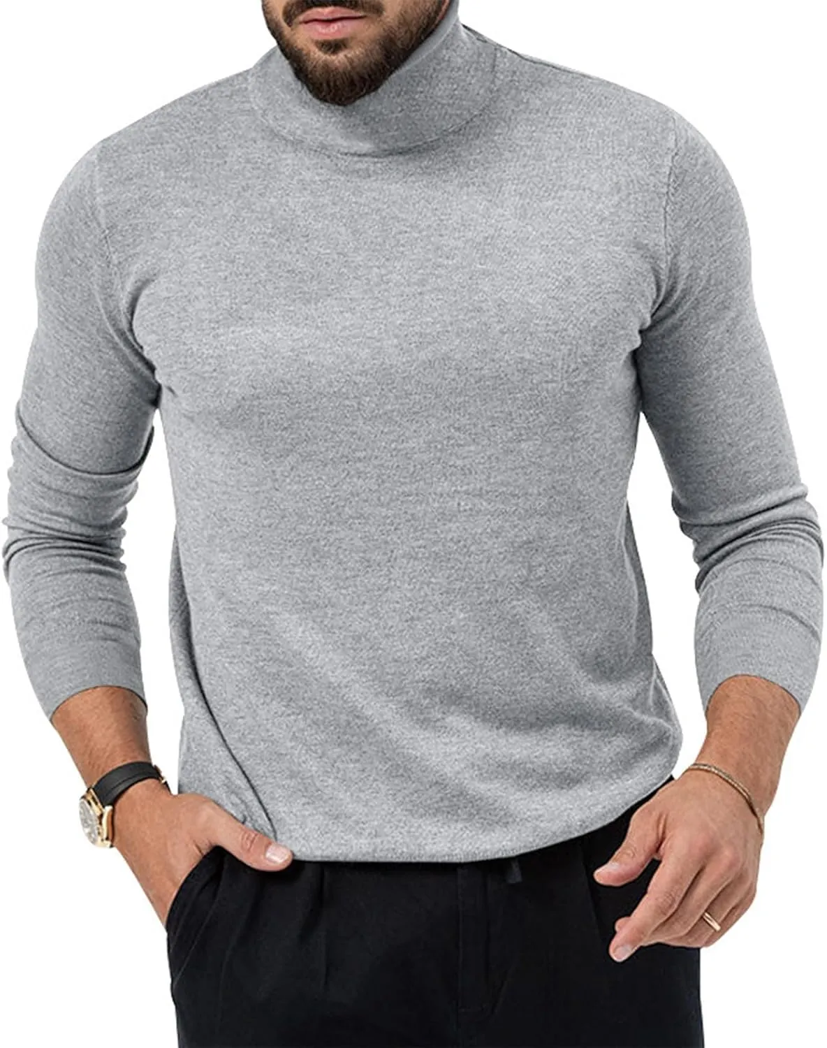Mens Mock Turtleneck Long Sleeve Shirts Cotton Basic Layering Work Shirts Slim Fit Thermal Undershirts Tunic Tops