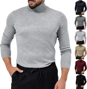 Mens Mock Turtleneck Long Sleeve Shirts Cotton Basic Layering Work Shirts Slim Fit Thermal Undershirts Tunic Tops