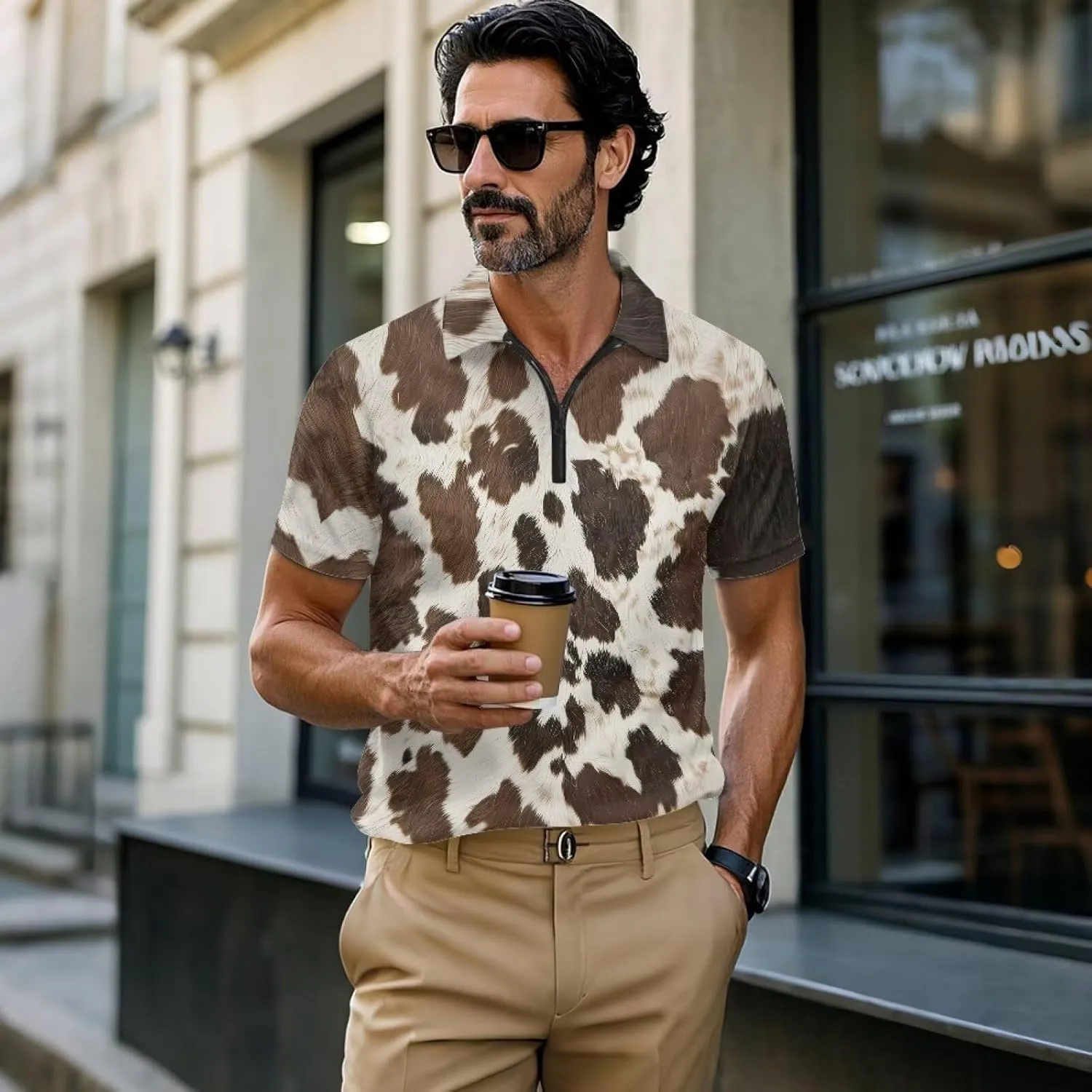 Men's Shirts Short Sleeve Zipper Shirt Slim Fit Tennis Golf Shirts Summer Casual Workout Athletic Tops