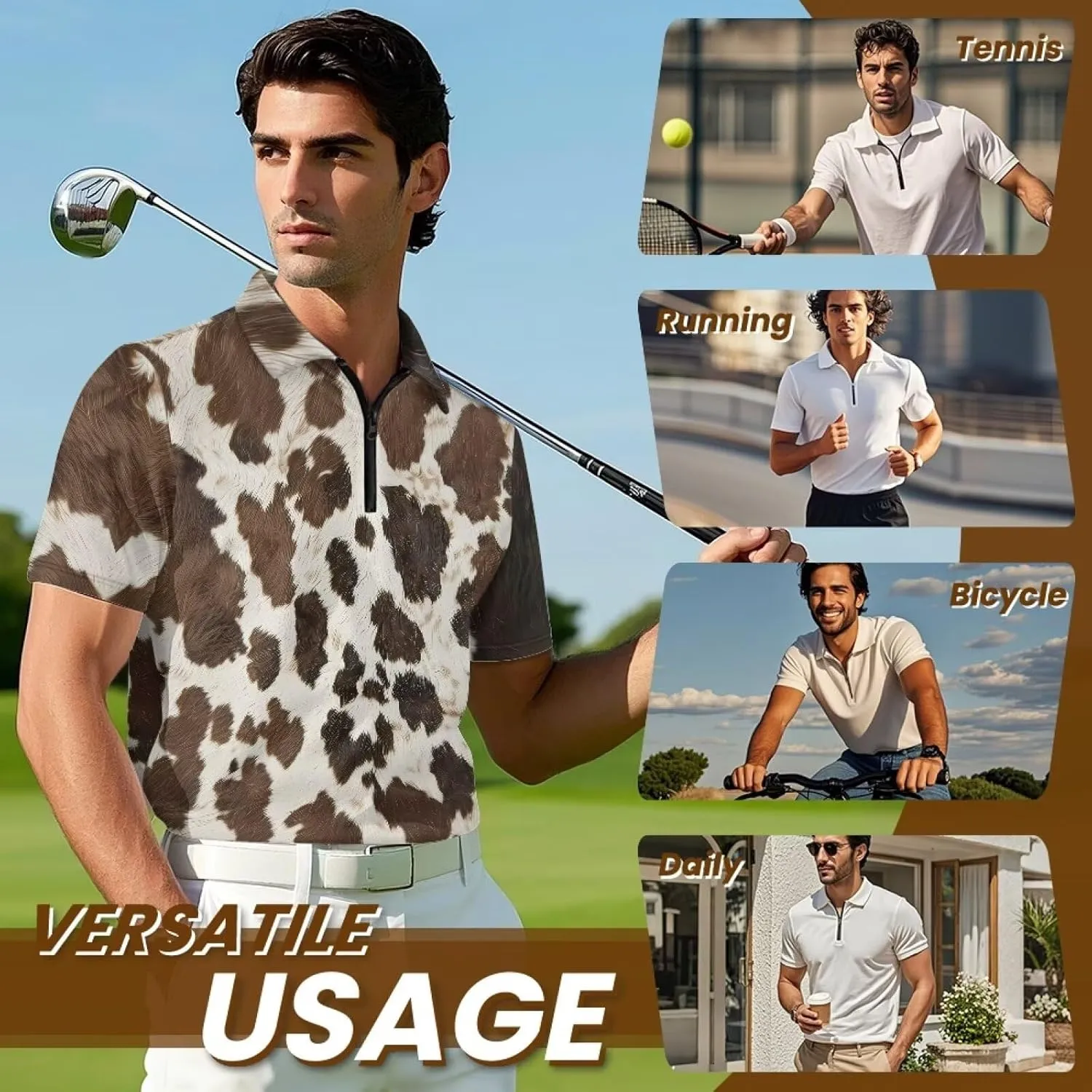 Men's Shirts Short Sleeve Zipper Shirt Slim Fit Tennis Golf Shirts Summer Casual Workout Athletic Tops
