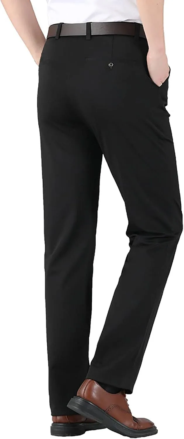 Men's Slim Fit Dress Pants Zip Up Stretchy Skinny Chinos Casual Business Work Pants Flat Front Outdoor Sports Golf Pants
