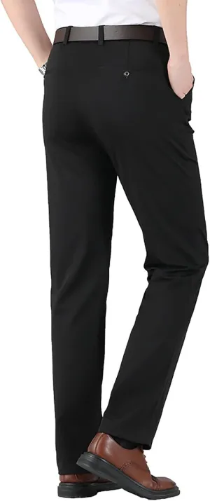 Men's Slim Fit Dress Pants Zip Up Stretchy Skinny Chinos Casual Business Work Pants Flat Front Outdoor Sports Golf Pants