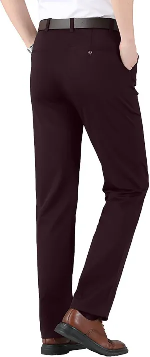 Men's Slim Fit Dress Pants Zip Up Stretchy Skinny Chinos Casual Business Work Pants Flat Front Outdoor Sports Golf Pants