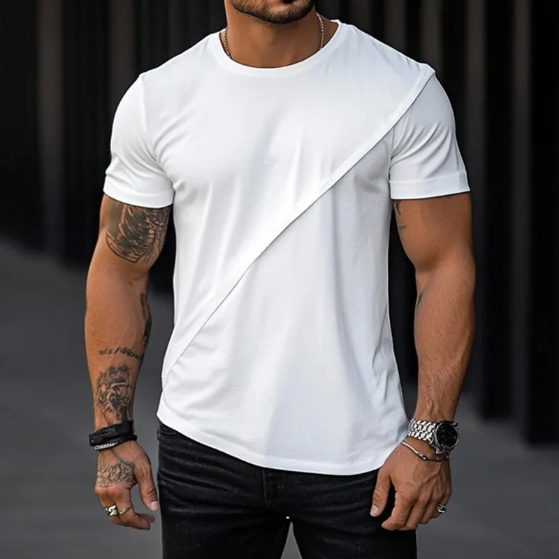 Men's Solid Color Simple Casual Short-sleeved T-shirt 44079793U