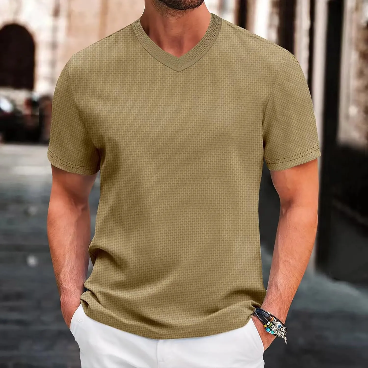 Mens T Shirts Short Sleeve Classic V Neck T-Shirt Casual Summer Basic Tee Shirt