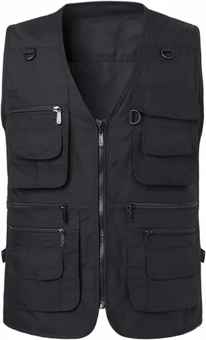Men's Work Utility Vest Sleeveless Multi Pockets Tactical Waistcoat Zip Up Lightweight Fishing Hiking Camping Travel Shirt