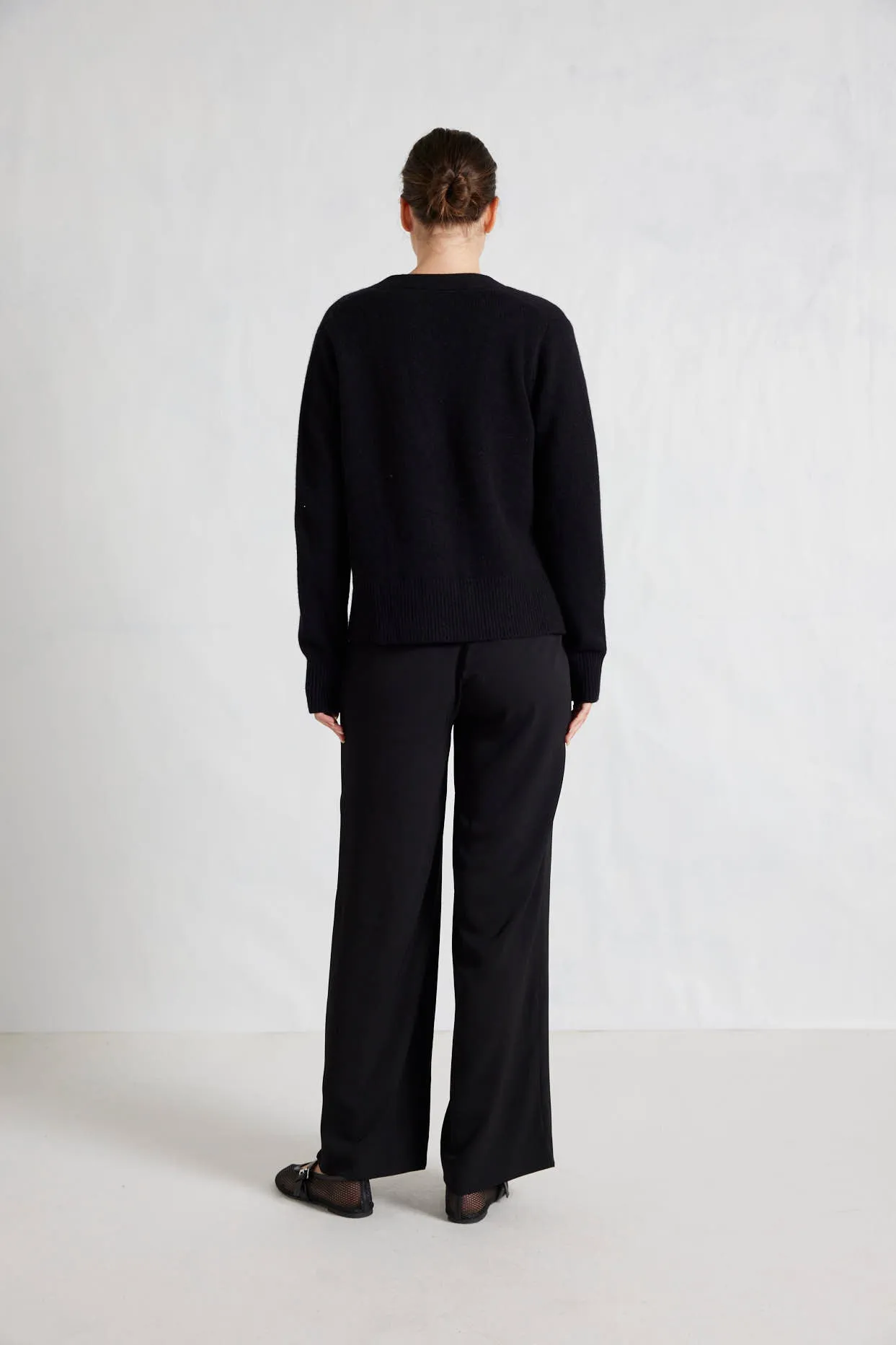 Michaela Merino Cashmere Cardi In Black