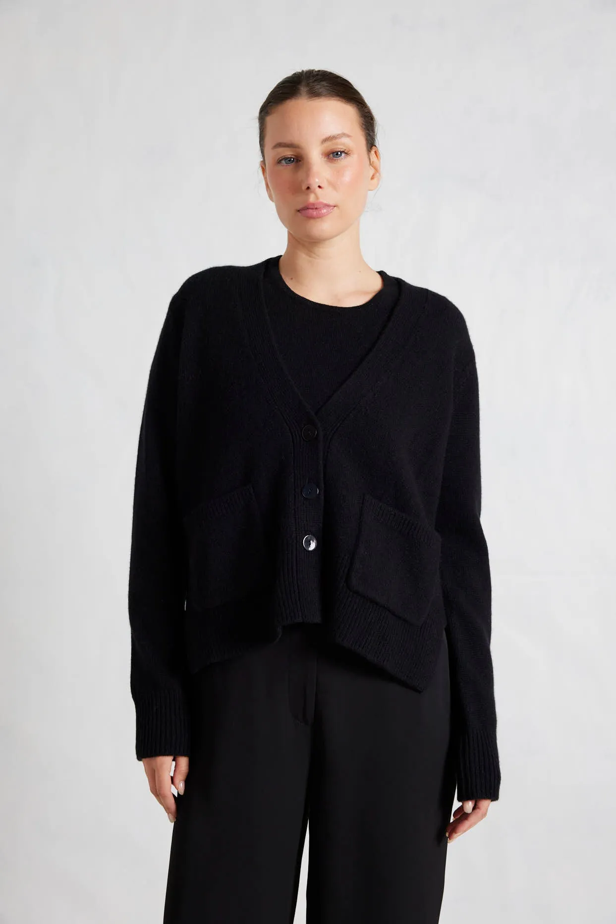Michaela Merino Cashmere Cardi In Black