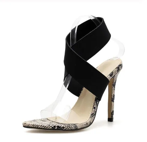 Michelle  High Heels mit Schlangenledermuster