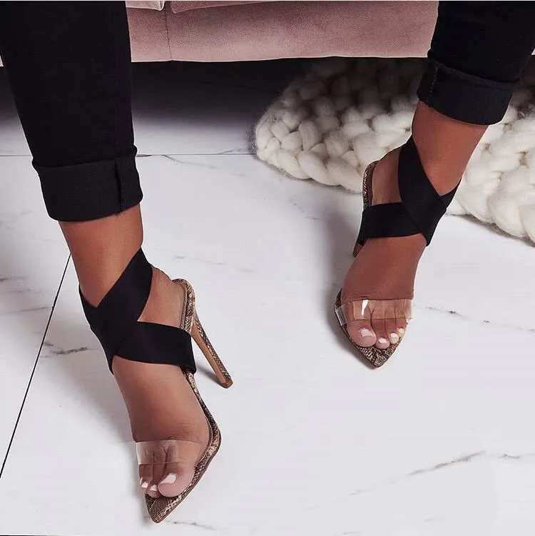 Michelle  High Heels mit Schlangenledermuster