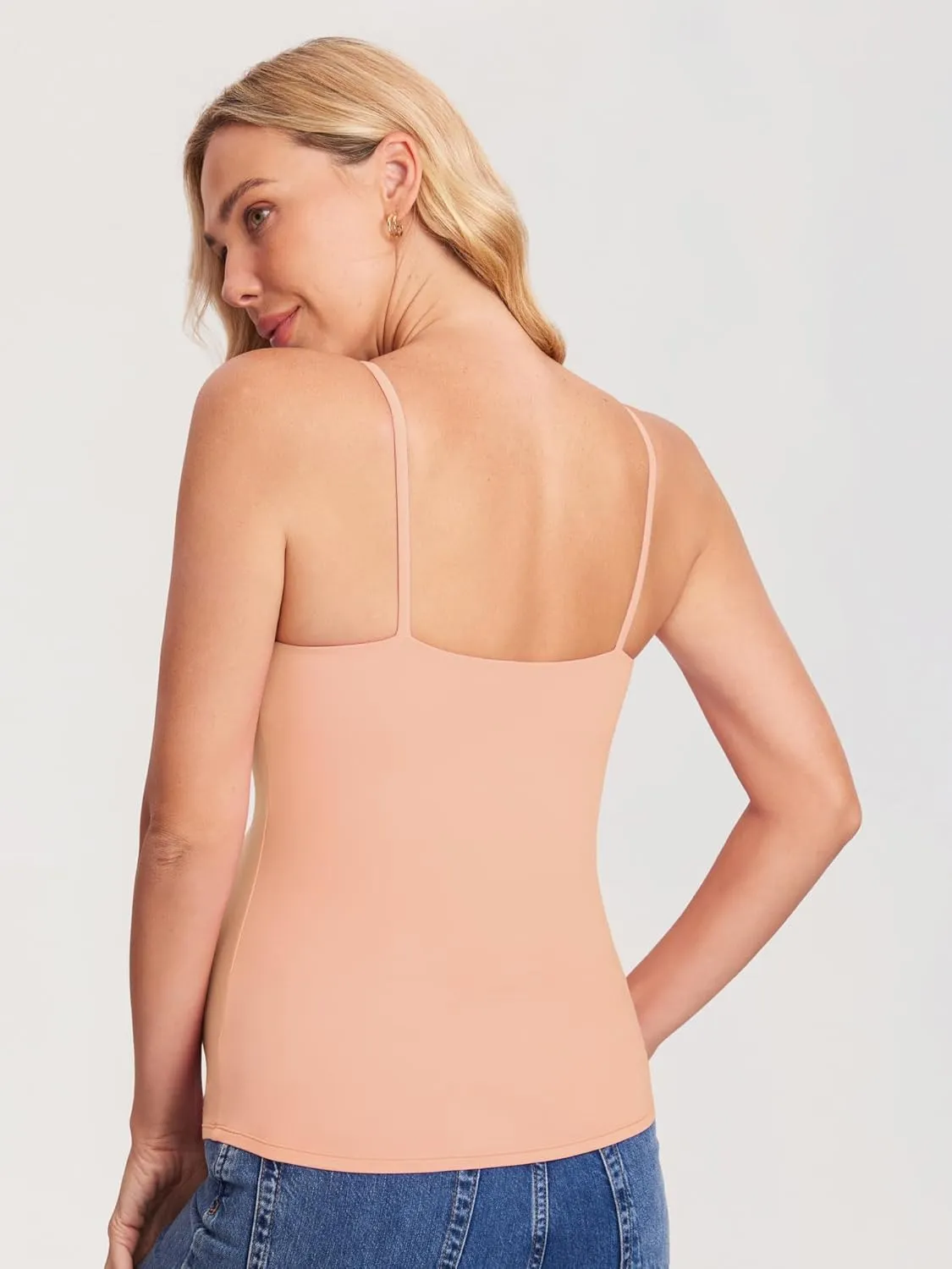 MOMANDA Inbarely Maternity Tank Top for Woman Square Neck Camisole with Built in Bra Sleeveless Pregnancy Basic Yoga Tops