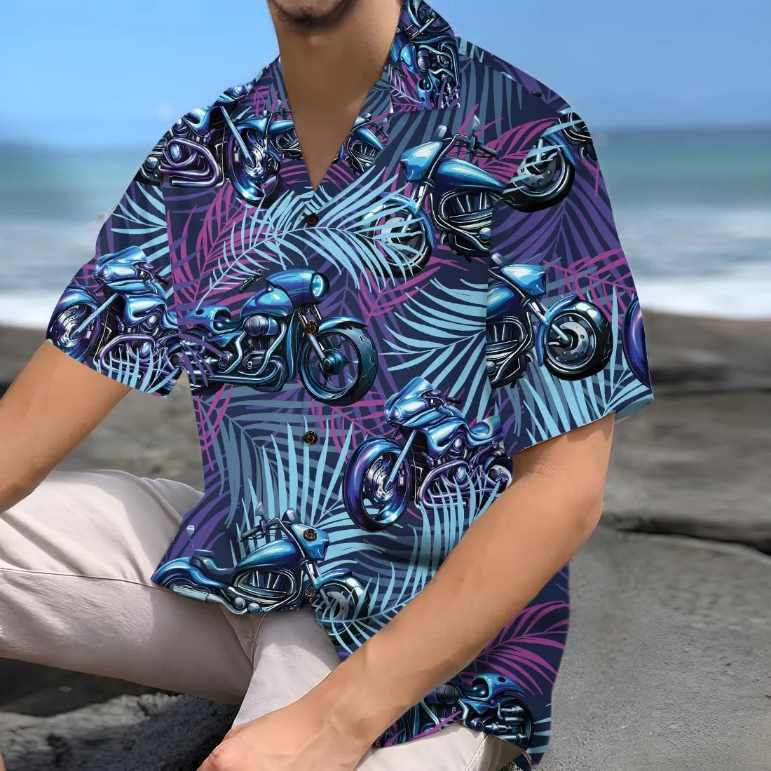 Motor Hawaiian Shirts for Men - Motor Lover Button Down Mens Shirts Short Sleeve Luau Beach Shirt Series 69