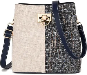 MSBEAN Shoulder bag Leather Women Panelled Bucket Bag Shoulder Bag Crossbody Bag