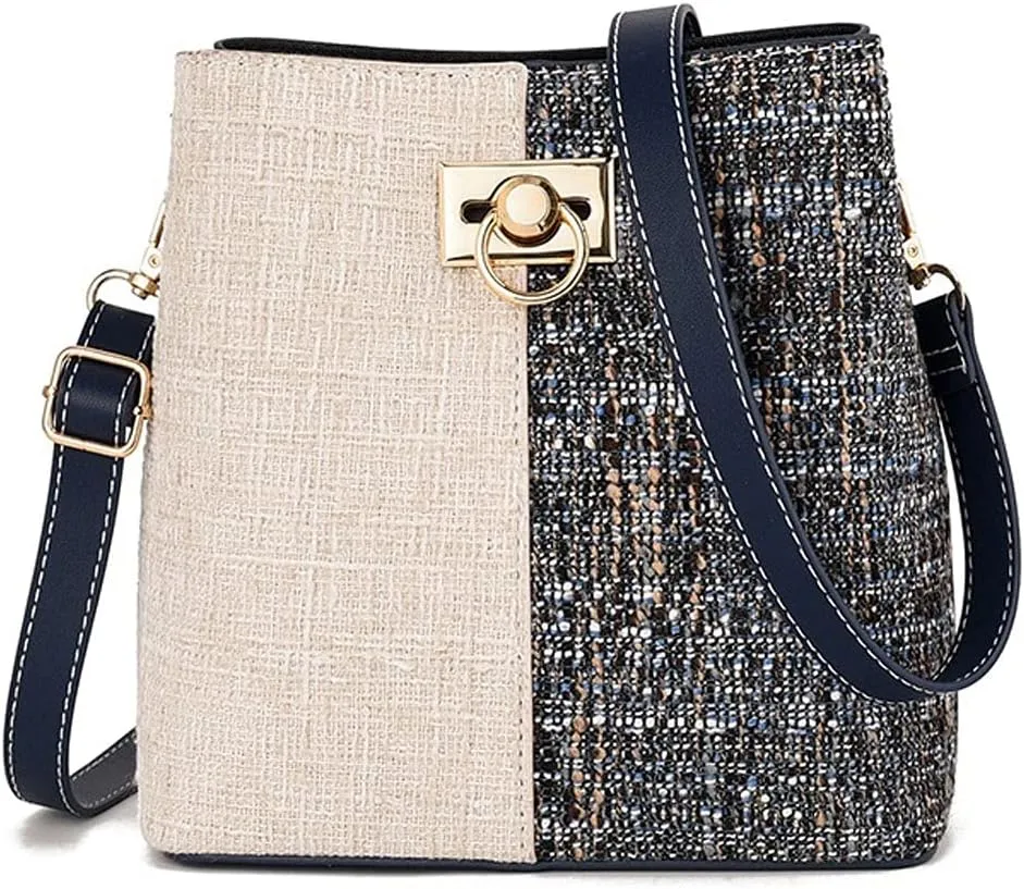 MSBEAN Shoulder bag Leather Women Panelled Bucket Bag Shoulder Bag Crossbody Bag