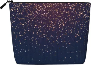 Navy Blue Sky and Stars Print Cosmetic Bags for Women Large Capacity Purse Travel Toiletry Zipper Storage Pouch