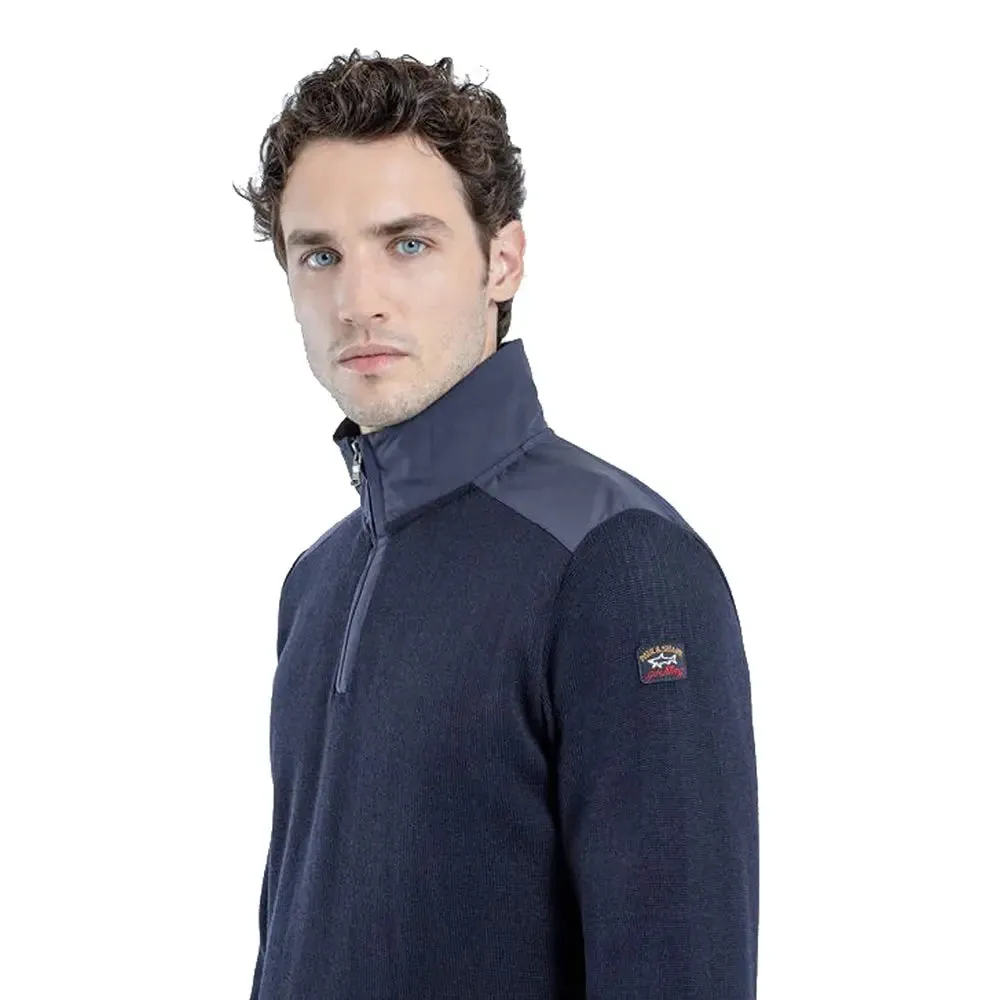 Navy Wool Half-Zip with Typhoon Details