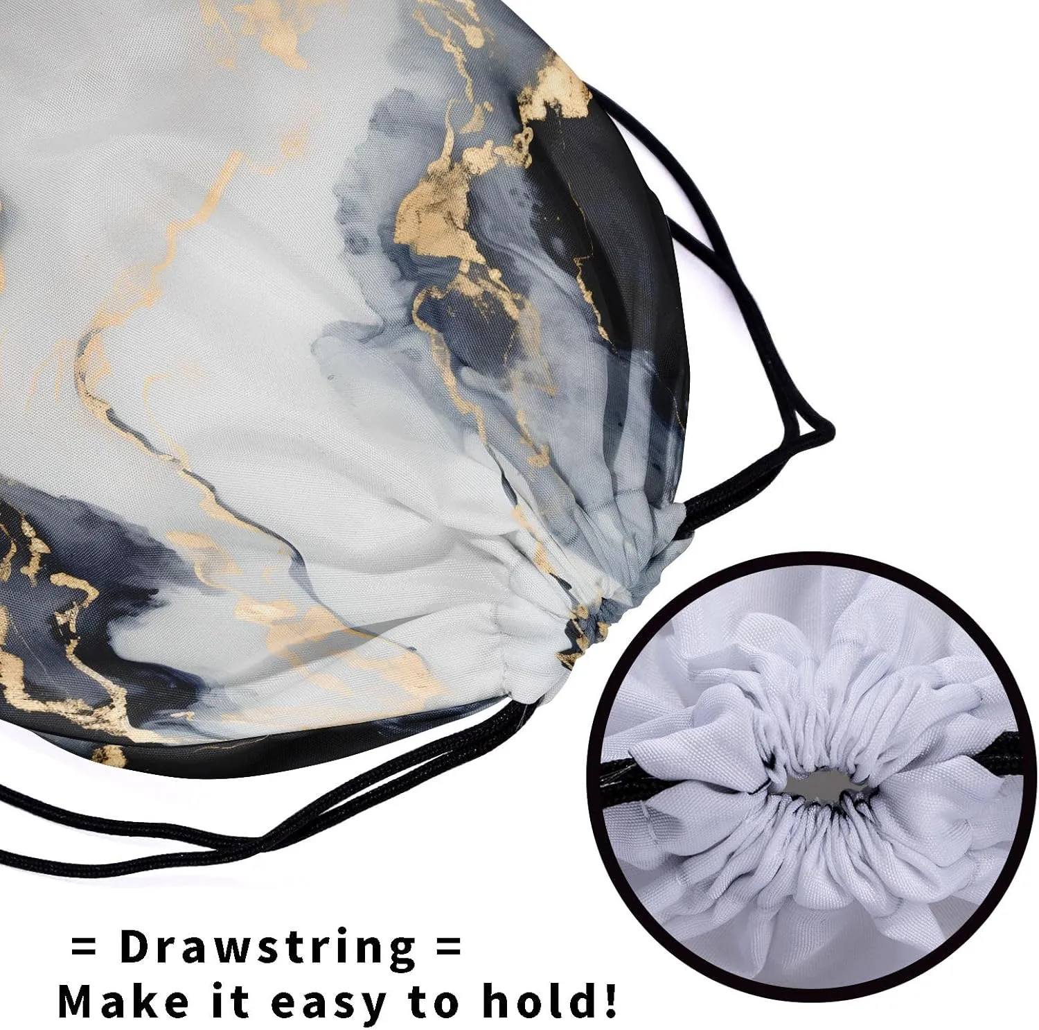 Nerxy Black White Marble Grip Bag - Marbling Drawstring Gymnastics Small Grip Bag Stone Texture Art Storage Bag for Personal Equipment