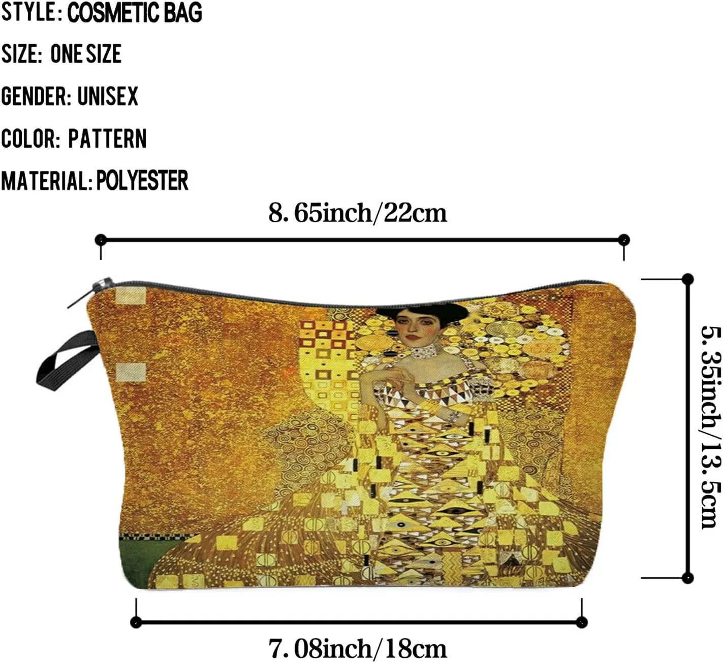 Oil Painting Artwork Makeup Bag Cute Organizer Bag Travel Toiletry Zipper Storage Bag Klimt Artistical Gifts Cosmetic Bag for Women Artist Friends