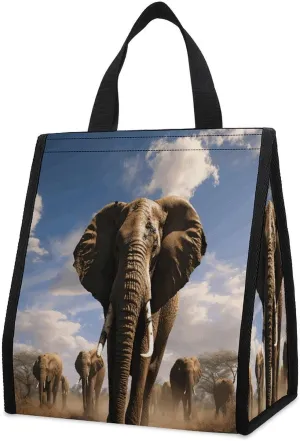 Outdoor Cooler Bags, Ferocious Elephant Printed Cooler Bag, Insulated Tote Bag, Grocery Tote Bag